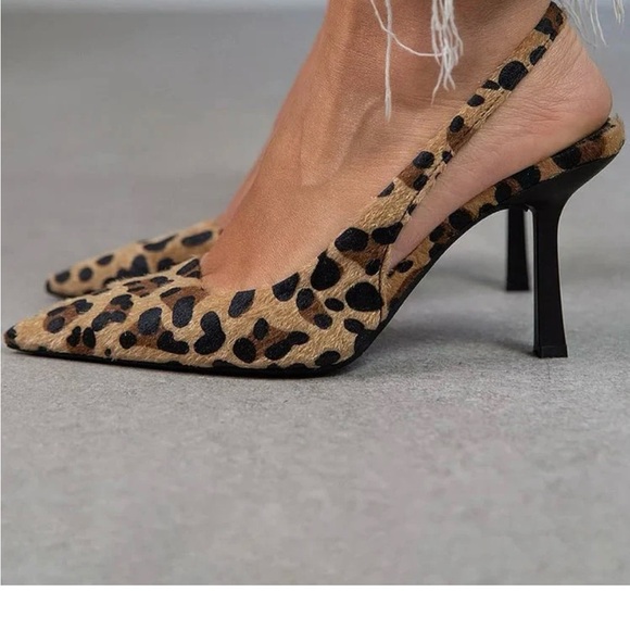 Sarah and Kate Shoes - Leopard Print Slingback Heels
